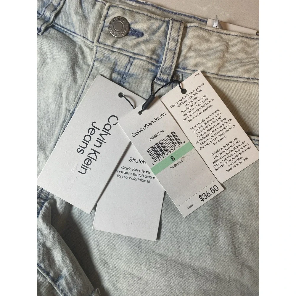 Calvin Klein Jeans Shorts Kids 8 Light Blue NWT Mid Rise Boyfriend Frayed Hem